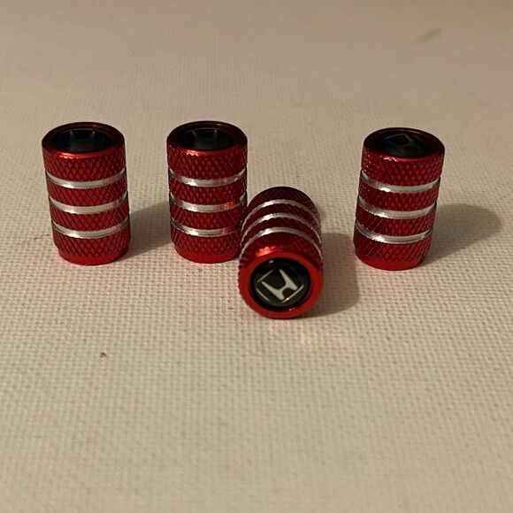 Honda Logo valve Stem caps in Red set of 4 NWT - Picture 3 of 4